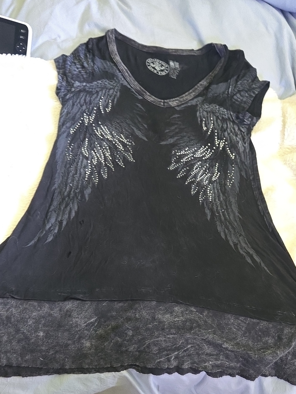 Affliction Black Crystal Wing Mini Dress